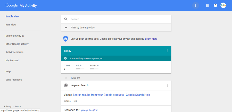 تنظیمات جستجوی گوگل - کلیک اول