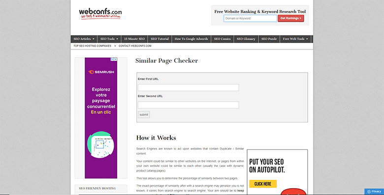 بررسی یک محتوای دریافتی با کمک استفاده از ابزار Similar page check