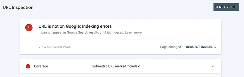 URL is Not on Google Indexing errors