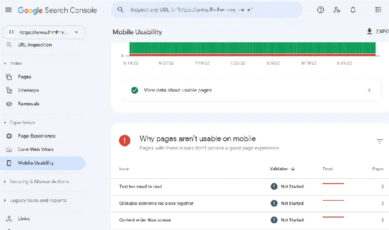 انواع مشکلات و ارورهای بخش Mobile Usability