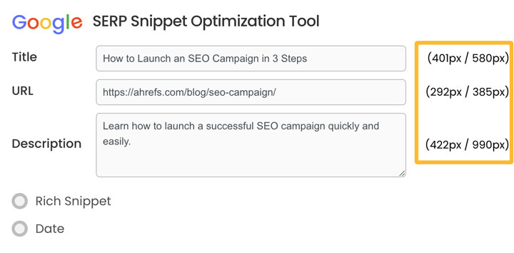 ویژگی برجسته ابزار HigherVisibility’s Google SERP Snippet Optimization Tool
